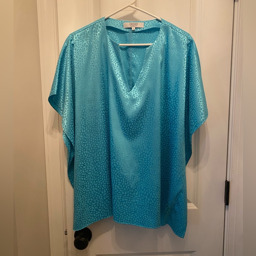 Crosby by mollie Burch Maggie Top tunic Blue Leopard Small bright shimmering